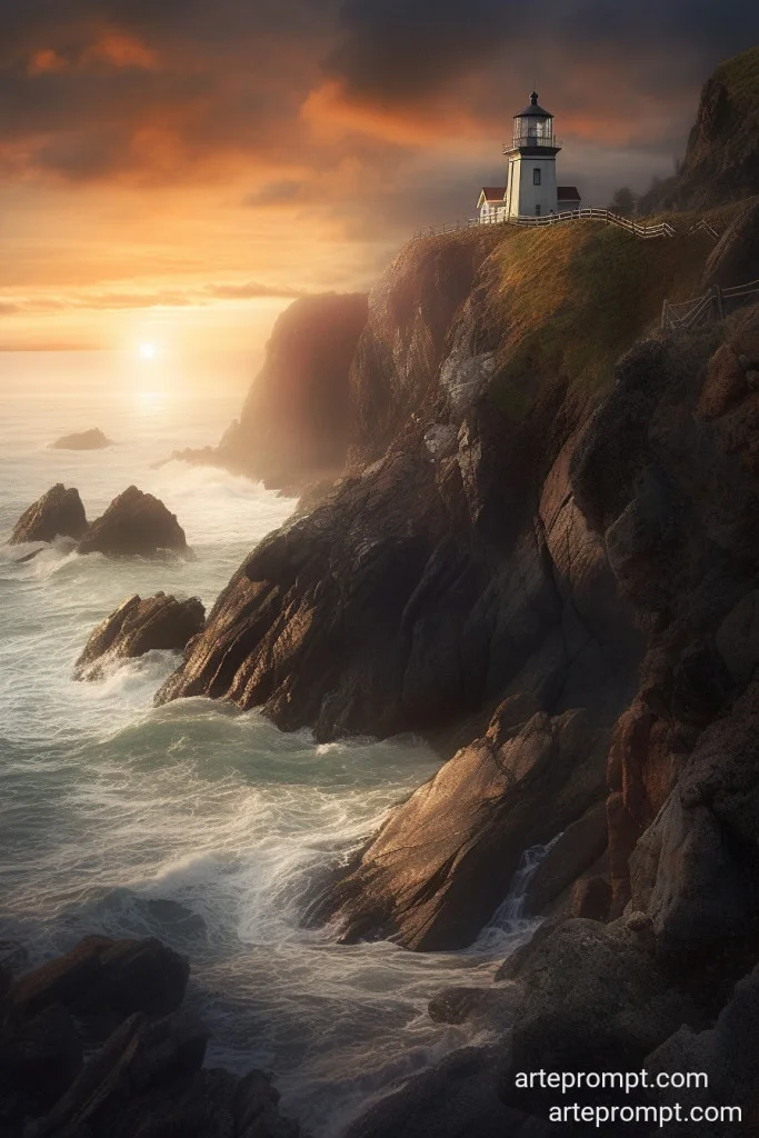 Dramatic Coastal Cliffs Sunset Panorama