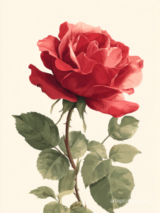 Elegant red rose clipart symbolizing romance, created with MidJourney AI, perfect for love-themed designs.