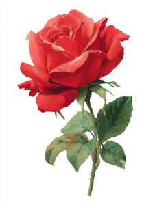 Elegant red rose clipart with romantic theme, perfect for love-themed designs and branding