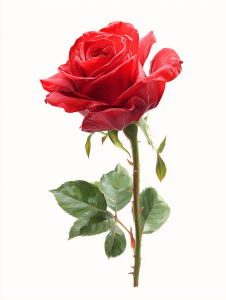 Elegant red rose clipart with romantic theme, perfect for love-themed designs and branding