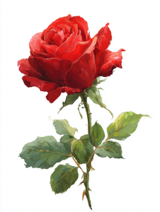 Elegant red rose clipart with romantic theme, perfect for branding and social media