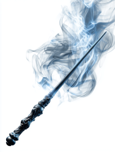 Magical wizard wand clipart with glowing spell effects in a fantasy style
