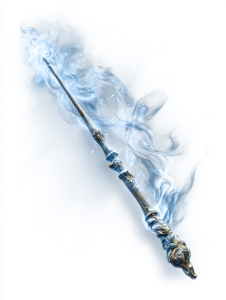 Magical wizard wand clipart with glowing spell effects, fantasy style on mystical background