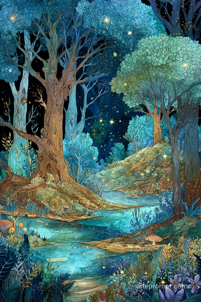 Magical Forest Watercolor Fantasy