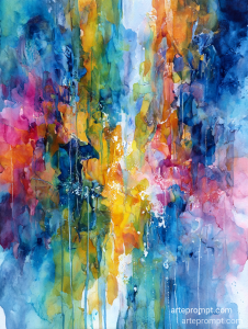 Vibrant abstract watercolor art with expressive brushstrokes and dynamic color blends, created using MidJourney AI.
